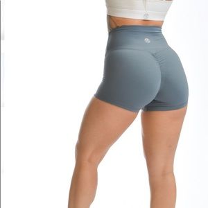 Til You Collapse Booty Scrunch Shorts in Denim